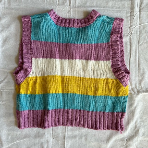 Colorful Striped V-Neck Sweatervest - Picture 2 of 6